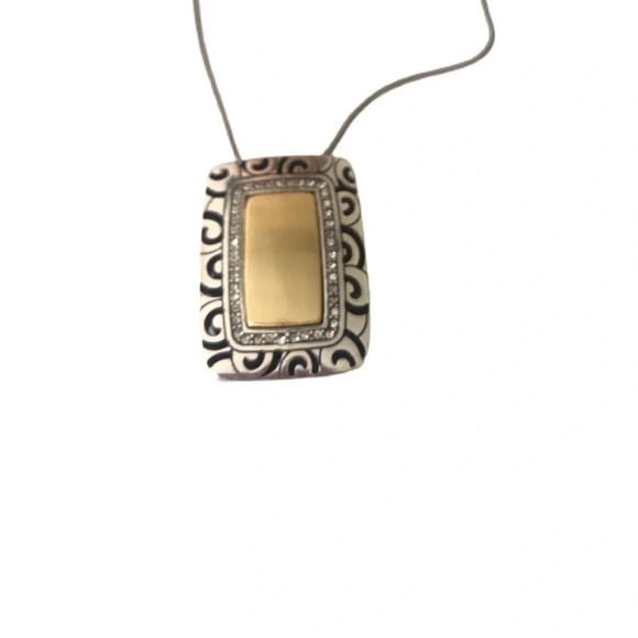 Brighton Rhythms Reversible Gold Black Pendant Necklace. Crystals Silver Plated - Picture 7 of 7